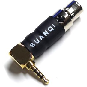 Mini XLR Female to 2.5mm Male Adapter 90 Degree Right Angle 2.5mm TRRS to 4-pin Mini XLR Stereo Headphone Audio Adaptor Converter 1Pack (Right Angle 2.5mm to 4-pin Mini XLR)
