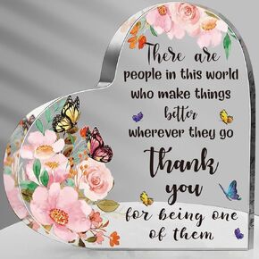 Thank You Gifts for Women, Acrylic Heart Sign Presents, Valentines Day Christmas Thanksgiving Appreciation, Birthday Gifts for Boss, Teacher, Pastor, Nurse Coworker Employee, Friends