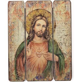 Joseph's Studio by Roman - Sacred Heart Decorative Panel, 15" H, Courageous Panels, Medium Density Fiberboard, Home Decor, Religious, Giftware, Decorative, Beautiful Detail