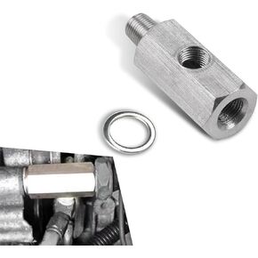 1 PC Car Oil Pressure Sensor Connector, 1/8" BSPT Oil Pressure Sensor Tee to NPT Adapter Turbo Supply Feed Line Meter, Stainless Steel Turbo Joint with Gasket, Universal for Cars (Silver)