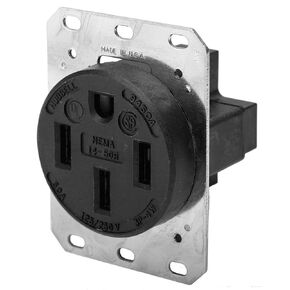 Hubbell Wiring Device-Kellems 50 A, Industrial, Receptacle, Black, No Tamper Resistant HBL9450A - 1 Each