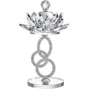 Crystal Lotus Tea Light Holder Diamond Decor Clear Glass Candle Holder Decor for Home Office Table Christmas Wedding Party