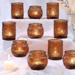 12Pcs Blue Votive Candle Holders - Votive Candle Holders Bulk, Glass Candle Holder for Party Decoration, Tea Lights Candle Holders for Wedding