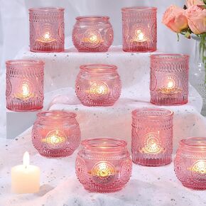 12Pcs Blue Votive Candle Holders - Votive Candle Holders Bulk, Glass Candle Holder for Party Decoration, Tea Lights Candle Holders for Wedding