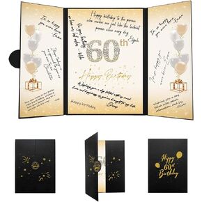 Crenics 60th Birthday Decorations for Men Women, Creative 60th Birthday Guest Book Alternative, 60th Birthday Signature Book Poster 18 x 12 inch, Great 60th Birthday Gifts