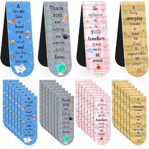 32 Pcs Teacher Magnetic Bookmarks Teacher Appreciation Bookmark Page Clips Graduation Christmas Gifts Bookmark for Teachers School Office Supplies (Simple)