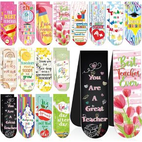 32 Pcs Teacher Magnetic Bookmarks Teacher Appreciation Bookmark Page Clips Graduation Christmas Gifts Bookmark for Teachers School Office Supplies (Simple)