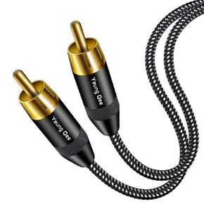 RCA Digital Audio Coaxial Cable 20 ft Braided RCA Male to Male 5.1 SPDIF Digital Stereo Audio Cable RCA Video Cord for Home Theater, HDTV, Subwoofer, Hi-Fi Systems (20FT/6M)