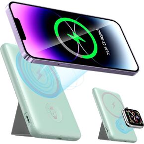 Magnetic Wireless Portable Charger with Apple Watch Charger,Mini 5000mAh PD 20W Fast Charging Type-C Power Bank, Mag-Safe Battery Pack Compatible with iPhone 15/14/13/12 and iWatch Series