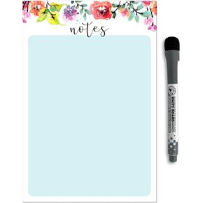 Dry Erase Whiteboard Vinyl Sticker Decal for Notes & Reminders by Glassboard Studio | Removable & Reusable | Magnetic Fine-Tip Marker Included (6 x 9 inches, Floral)
