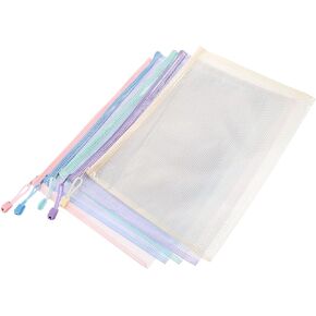 STOBOK 5pcs Zipper Mesh Pouch File Zipper Pouch Mesh Zipper Pouches Mesh File Pouch Mesh Zipper Pouch Bags Zipper Papers Bag Mesh Design File Pouch Plastic Mesh Pouch Grid A4 Organizer