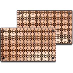 PR2H1 (Two-Pack) ProtoBoard-2H-1, 2-Hole Strips, 1 Sided PCB, Size 1 = 50 x 80mm (1.97 x 3.15in)