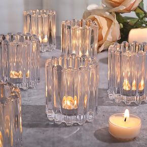6 PCS Votive Candle Holder, Clear Glass Candle Holders, Tealight Candle Holder for Wedding Centerpieces Dinner Party Table Decor