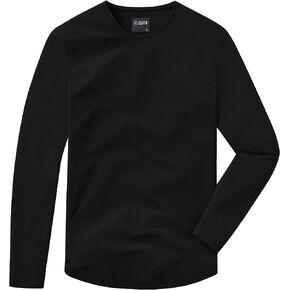 Cuts Clothing Men's AO Crew Neck Curve Hem Long Sleeve Shirt