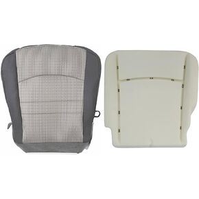 Gray Driver Side Bottom Replacement Seat Cover and Driver Side Foam Cushion Compatible with Dodge Ram 1500 2500 3500 4500 5500 2009 2010 2011 2012