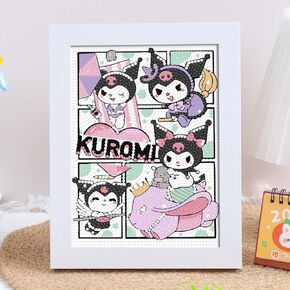 Akutoer Cute Cartoon Diamond Drawing Kits, Kawaii Painting with Diamonds, Gem Arts & Crafts, DIY Paint Supplies with Frames for Home Decor(Kumi-1)