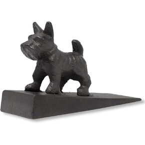 Dog Door Stopper Metal | Decorative Animal Statue Wedge Made from Heavy Duty Cast Iron | Anti Slip Design for All Floors | Black – 5.5" x 3.5" X 2.25" | by SEBAGO IRONWORKS, Black Cast Iron