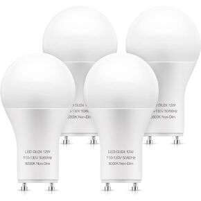 LOHAS GU24 Base LED Light Bulb, 1200Lumen, 12Watt (75W-100W Equivalent) 5000K Daylight White A19 Shape for Ceiling Fan, Twist Lock GU24 LED Light Bulbs for Home Lighting, Non-Dimmable, 4-Pack