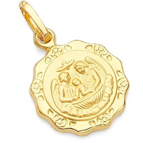 14k REAL Yellow Gold Religious Baptism Charm Pendant