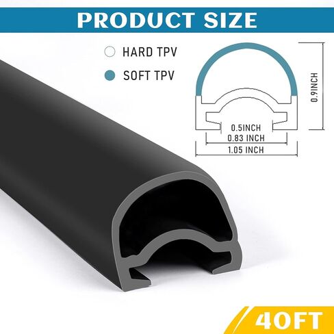 RV Slide Out Seal 1 × 15/16 بوصة × 40 قدمًا على شكل حرف D RV حشوات منزلق للخارج 018-312-EKD سدادة مطاطية بديلة لـ RV Camper Slide Out - أسود in Kuwait