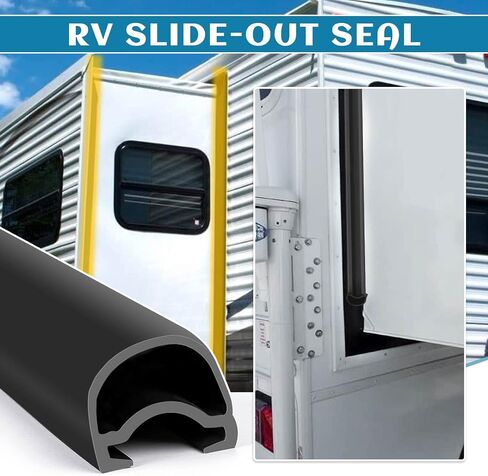 RV Slide Out Seal 1 × 15/16 بوصة × 40 قدمًا على شكل حرف D RV حشوات منزلق للخارج 018-312-EKD سدادة مطاطية بديلة لـ RV Camper Slide Out - أسود in Kuwait