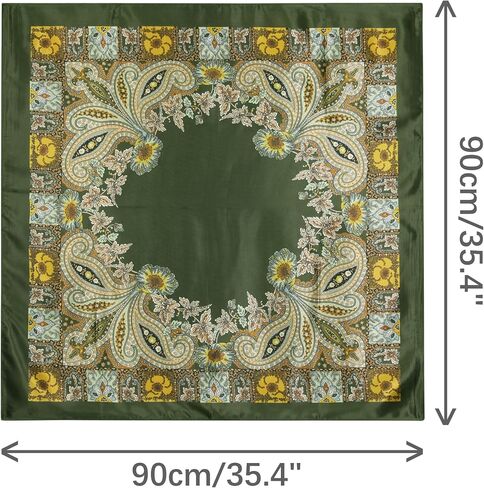 Women's Satin Square Scarf, 35" Large Paisley Symmetric Silk Like Hair Scarf Head Sleeping Wrap Bandanas in Saudi Arabia