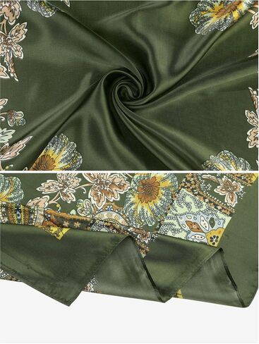 Women's Satin Square Scarf, 35" Large Paisley Symmetric Silk Like Hair Scarf Head Sleeping Wrap Bandanas in Saudi Arabia