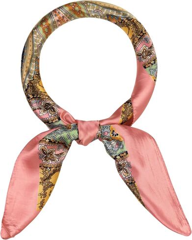 Women's Satin Square Scarf, 35" Large Paisley Symmetric Silk Like Hair Scarf Head Sleeping Wrap Bandanas in Saudi Arabia
