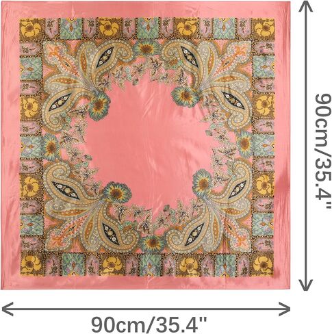 Women's Satin Square Scarf, 35" Large Paisley Symmetric Silk Like Hair Scarf Head Sleeping Wrap Bandanas in Saudi Arabia