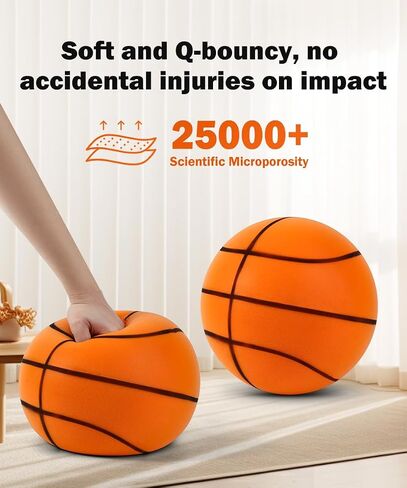Silent Basketball, 2024 Hush Handle Basketball Dribbling Indoor, Quiet Foam Basketball Size 7 (9.4inch), Mute Basketball, Indoor Training Basketball Gift for Youth Athletes in Saudi Arabia