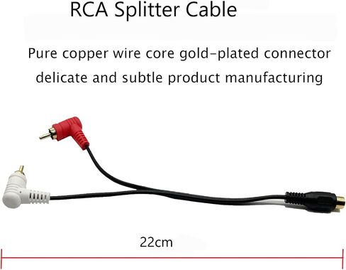 RCA Splitter Audio Cable, Gold-Plated RCA Female to Dual Male 90 Degree Angle Audio Adapter Cable, Lotus Cable -8 Inch(F Straight/2 M Bend) in Saudi Arabia