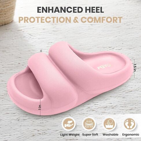 Women's Slides - Non Slip Lightweight Open Toe - Pillow and Cloud Slides - Shower and Bathroom Slides - Quick Drying - Cushion Slides with Extra Thick Sole for Optimal Support - Cloudies Shoes for Indoor and Outdoor - House Slippers for Women - Easy to We in Saudi Arabia