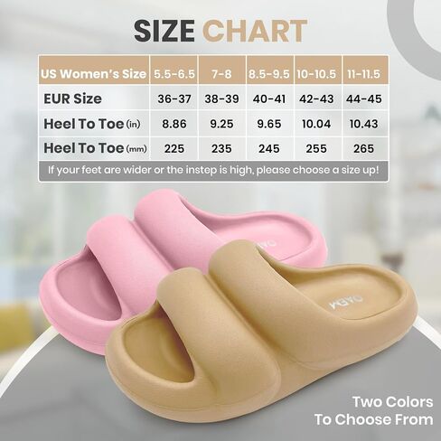 Women's Slides - Non Slip Lightweight Open Toe - Pillow and Cloud Slides - Shower and Bathroom Slides - Quick Drying - Cushion Slides with Extra Thick Sole for Optimal Support - Cloudies Shoes for Indoor and Outdoor - House Slippers for Women - Easy to We in Saudi Arabia