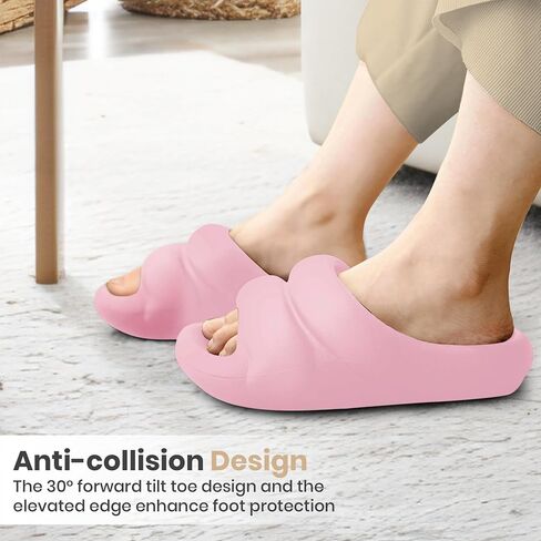 Women's Slides - Non Slip Lightweight Open Toe - Pillow and Cloud Slides - Shower and Bathroom Slides - Quick Drying - Cushion Slides with Extra Thick Sole for Optimal Support - Cloudies Shoes for Indoor and Outdoor - House Slippers for Women - Easy to We in Saudi Arabia
