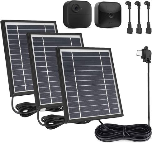 iTODOS 3 Pack Solar Panel تعمل من أجل Blink Outdoor 4 (الجيل الرابع)/Blink Outdoor (الجيل الثالث) XT3 وكاميرا Blink XT/XT2، كابل شحن طاقة خارجي بطول 11.5 قدم، يعمل على تشغيل الكاميرا الوامضة بشكل مستمر - أسود in Kuwait