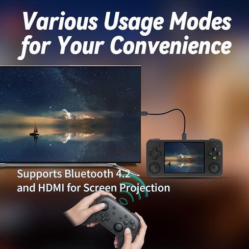 RG35XX H Retro Handheld Game Console , 3.5 Inch IPS Screen Linux System Built-in 64G TF Card 5528 Games Support HDMI TV Output 5G WiFi Bluetooth 4.2 (RG35XX H Black) in Saudi Arabia