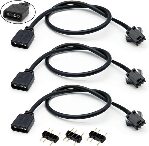 كابل أنثى ARGB، كابل تمديد ARGB 1 إلى 1، كابل تمديد RGB رقمي قابل للعنونة 5 فولت 3 دبابيس، كابلات ARGB PC، 11.8 بوصة، 3 عبوات in Kuwait
