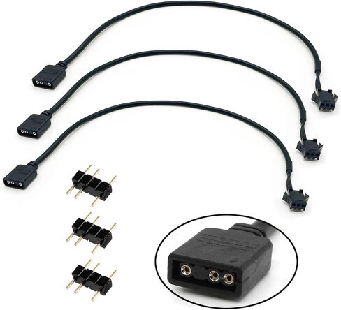 كابل أنثى ARGB، كابل تمديد ARGB 1 إلى 1، كابل تمديد RGB رقمي قابل للعنونة 5 فولت 3 دبابيس، كابلات ARGB PC، 11.8 بوصة، 3 عبوات in Kuwait
