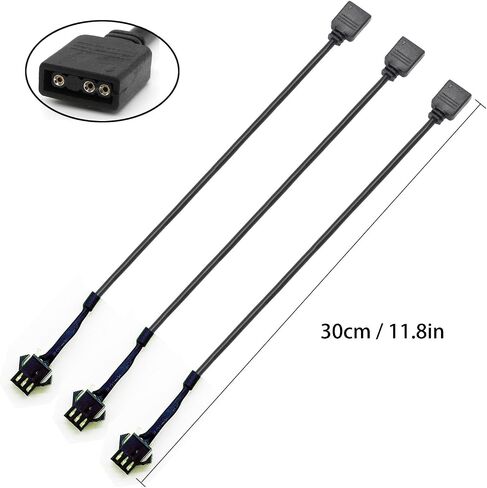كابل أنثى ARGB، كابل تمديد ARGB 1 إلى 1، كابل تمديد RGB رقمي قابل للعنونة 5 فولت 3 دبابيس، كابلات ARGB PC، 11.8 بوصة، 3 عبوات in Kuwait