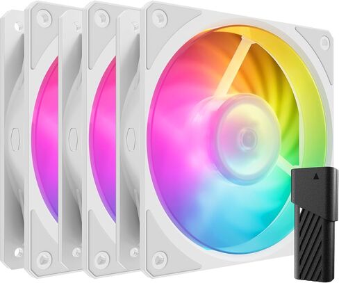Cooler Master Mobius 120P ARGB White 3in1 Performance 120mm PC Case|Liquid Cooler|Air Cooler Fan, Ring Blade Design, PWM 2,400 RPM, Loop Dynamic Bearing, Magnetic Ring, Gen2 ARGB (MFZ-M2DW-243P2-R1) in Saudi Arabia