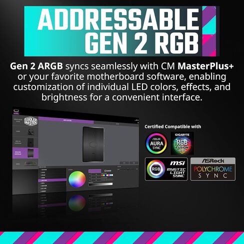 Cooler Master Mobius 120P ARGB White 3in1 Performance 120mm PC Case|Liquid Cooler|Air Cooler Fan, Ring Blade Design, PWM 2,400 RPM, Loop Dynamic Bearing, Magnetic Ring, Gen2 ARGB (MFZ-M2DW-243P2-R1) in Saudi Arabia