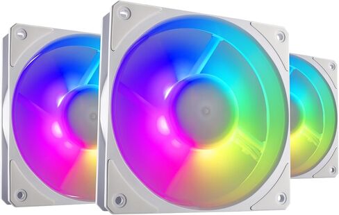 Cooler Master Mobius 120P ARGB White 3in1 Performance 120mm PC Case|Liquid Cooler|Air Cooler Fan, Ring Blade Design, PWM 2,400 RPM, Loop Dynamic Bearing, Magnetic Ring, Gen2 ARGB (MFZ-M2DW-243P2-R1) in Saudi Arabia