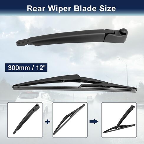 X AUTOHAUX 12" Rear Windshield Wiper Blade Arm Set for Honda Civic Hatchback 01-05 in Saudi Arabia