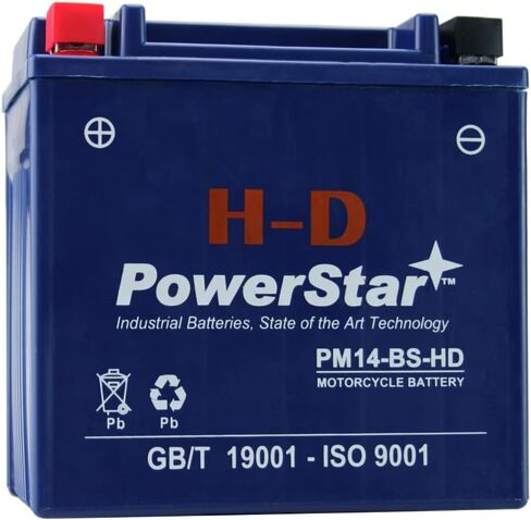 بطارية PoweStar PM14-BS-HD عالية الأداء - صيانة مجانية - بطارية دراجة نارية SLA/AGM 14-BS متوافقة مع Kawasaki 1200cc ZZR1200 2002-2005 in Kuwait
