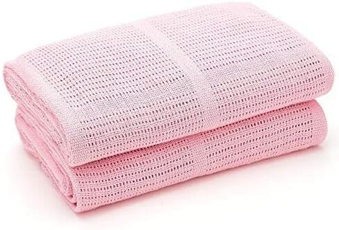 2-Pack 100% Organic Cotton Cellular Baby Blankets with Gifting Ribbon – Soft, All Natural & Breathable – Ideal Shower Gift - Nursery/Stroller/Bassinet/Crib – Blue in Saudi Arabia