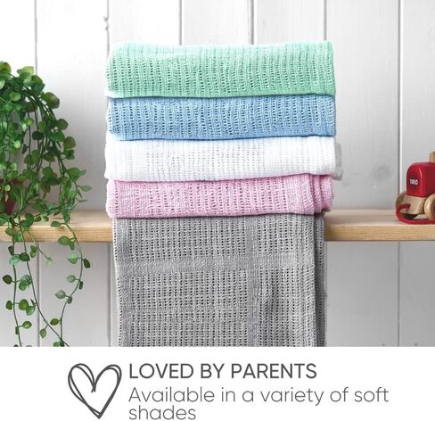 2-Pack 100% Organic Cotton Cellular Baby Blankets with Gifting Ribbon – Soft, All Natural & Breathable – Ideal Shower Gift - Nursery/Stroller/Bassinet/Crib – Blue in Saudi Arabia