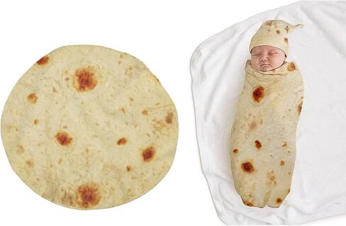 Camidy Burrito Swaddle Blanket with Hat Set, Tortilla Baby Swaddles Up Newborn Soft Sleep Sacks Funny Shower for Baby Gifts Boys Girls in Kuwait