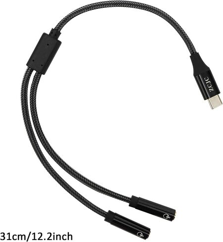 USB Type C to Dual 3.5mm 4-Pole (TRRS) Motherboard Audio Adapter, USB-C Smartphone, Laptop, Tablet to Two Headphones, Speakers, TRRS Microphone in Saudi Arabia