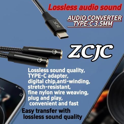 USB Type C to Dual 3.5mm 4-Pole (TRRS) Motherboard Audio Adapter, USB-C Smartphone, Laptop, Tablet to Two Headphones, Speakers, TRRS Microphone in Saudi Arabia