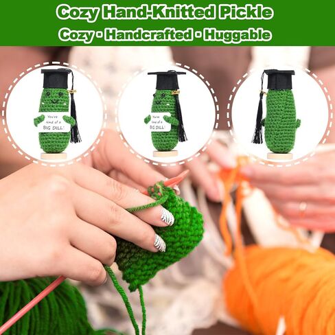 AICase 2024 Graduation Gifts Emotional Support Pickle with Base, Handmade Positive Crochet Cute Decorative Cool Funny College Graduate Grad Gifts for Women/Men/Her/Him/Male/Female/Adult in Saudi Arabia